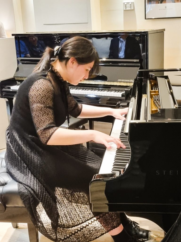 Crystal Cheng performing at Steinway Piano Sanctuary Cove's Steinway & Sons 170th Anniversary Celebration.
