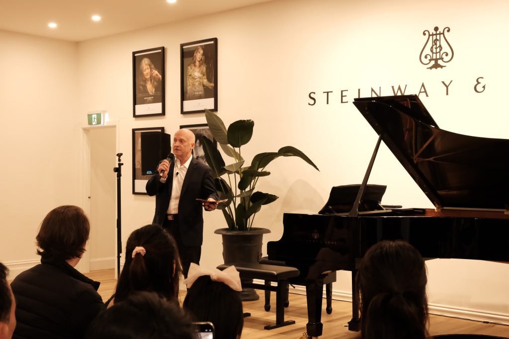 CEO Mark O'Connor welcoming the audience at Steinway Gallery Melbourne's Lunar New Year Concert.