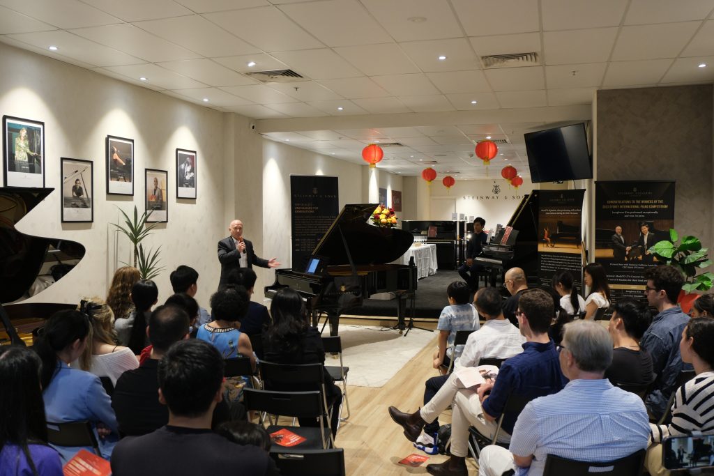 CEO Mark O'Connor welcoming the audience at Steinway Gallery Sydney's Lunar New Year Concert.