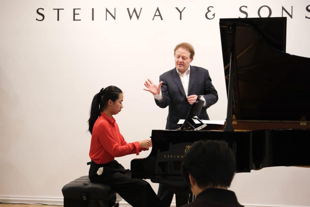 Steinway Artist Andreas Boyde with participant Emma Rose.