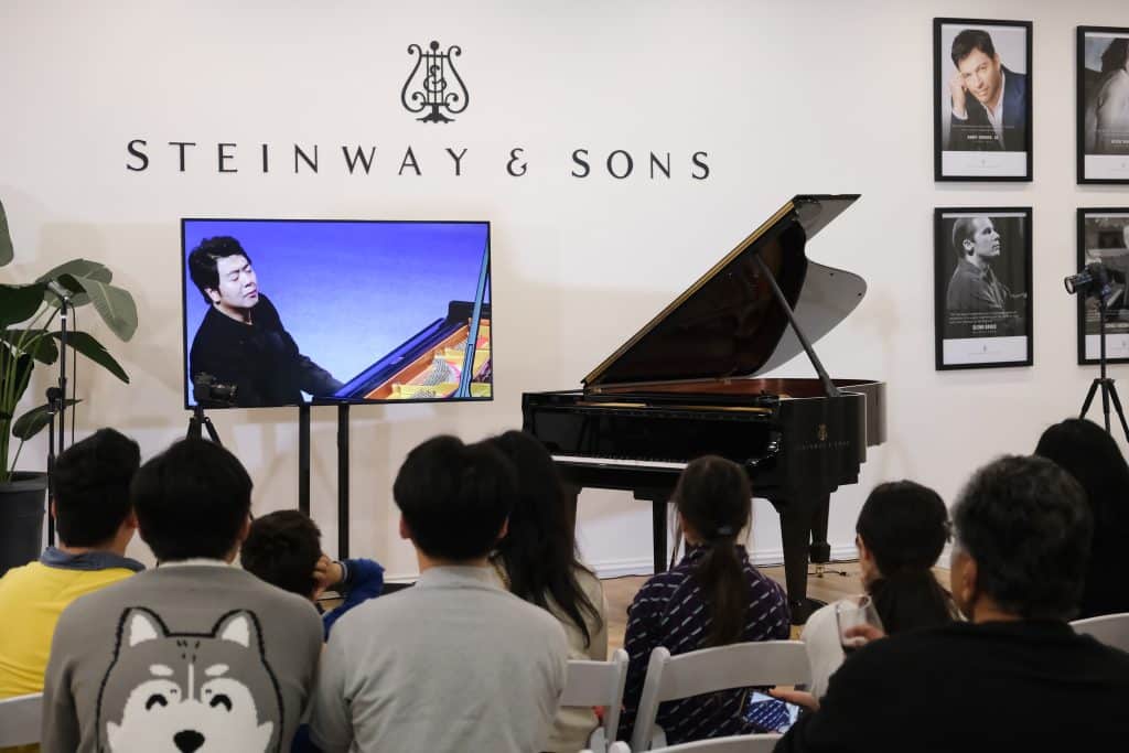 Steinway & Sons SPIRIOCAST Launch Event at Steinway Gallery Melbourne. Steinway Artist Lang Lang streamed live from Beijing.   