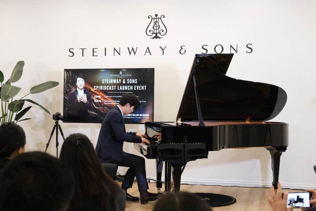 Steinway & Sons SPIRIOCAST Launch Event at Steinway Gallery Melbourne.  Joshua Han, the 2024 Australian Piano Award First Prize recipient, as pianist.